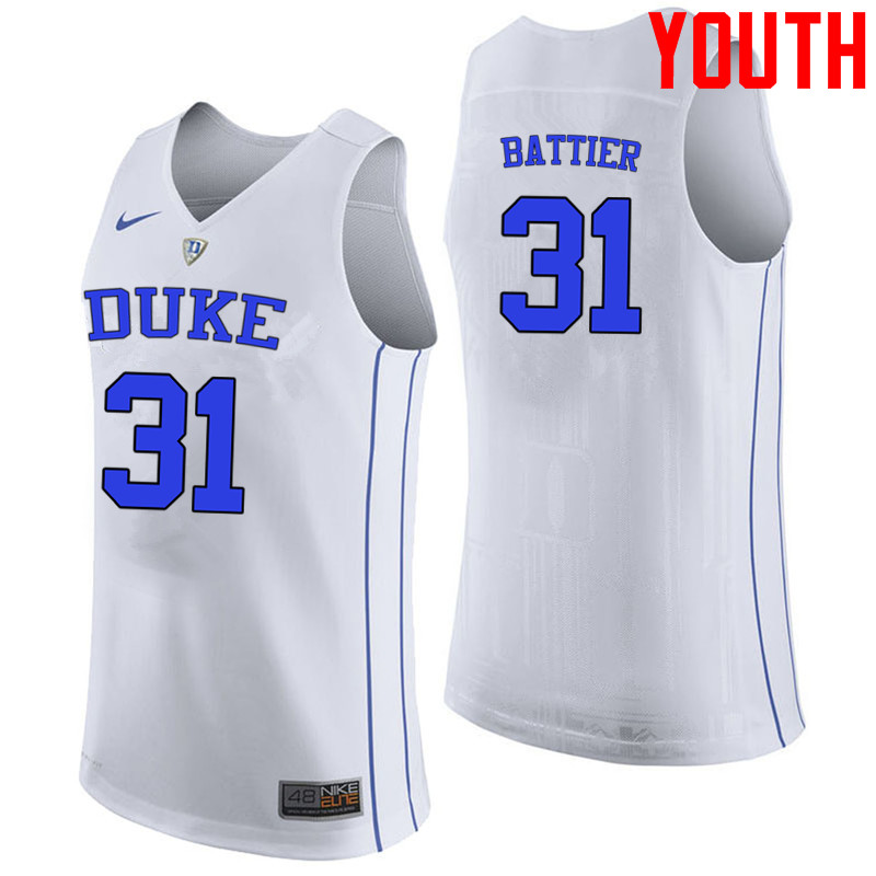 Youth #31 Shane Battier Duke Blue Devils College Basketball Jerseys-White